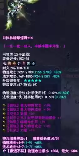 倩女卡69射手装备属性插图